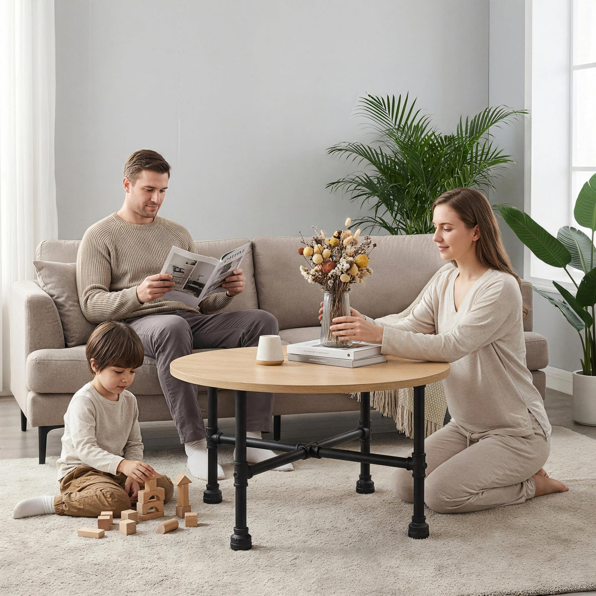 Black Industrial Pipe Table Leg Set U79356
