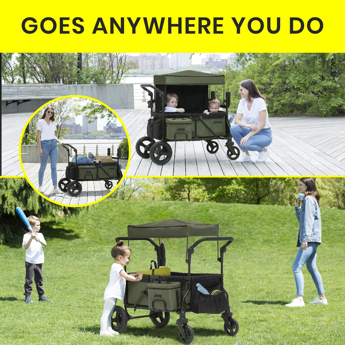 Black/Green Stroller Wagon with Cooler Bag B5427