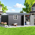 10X14 FT Metal Outdoor Storage Shed with Window, Black D43879
