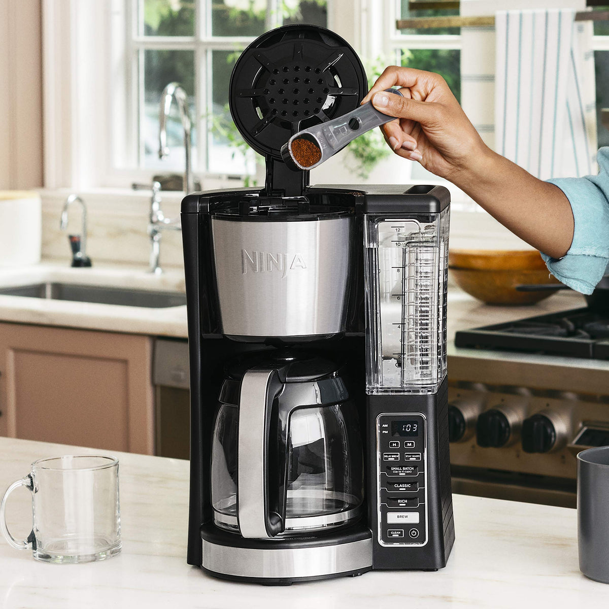 12-Cup Programmable Coffee Maker with 60 oz. Water Reservoir, Black/Stainless Steel V835987
