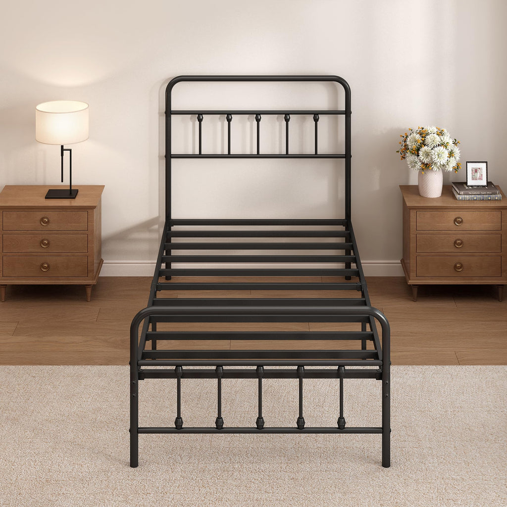 Twin Size Metal Bed Frame with Headboard and Footboard Q9719