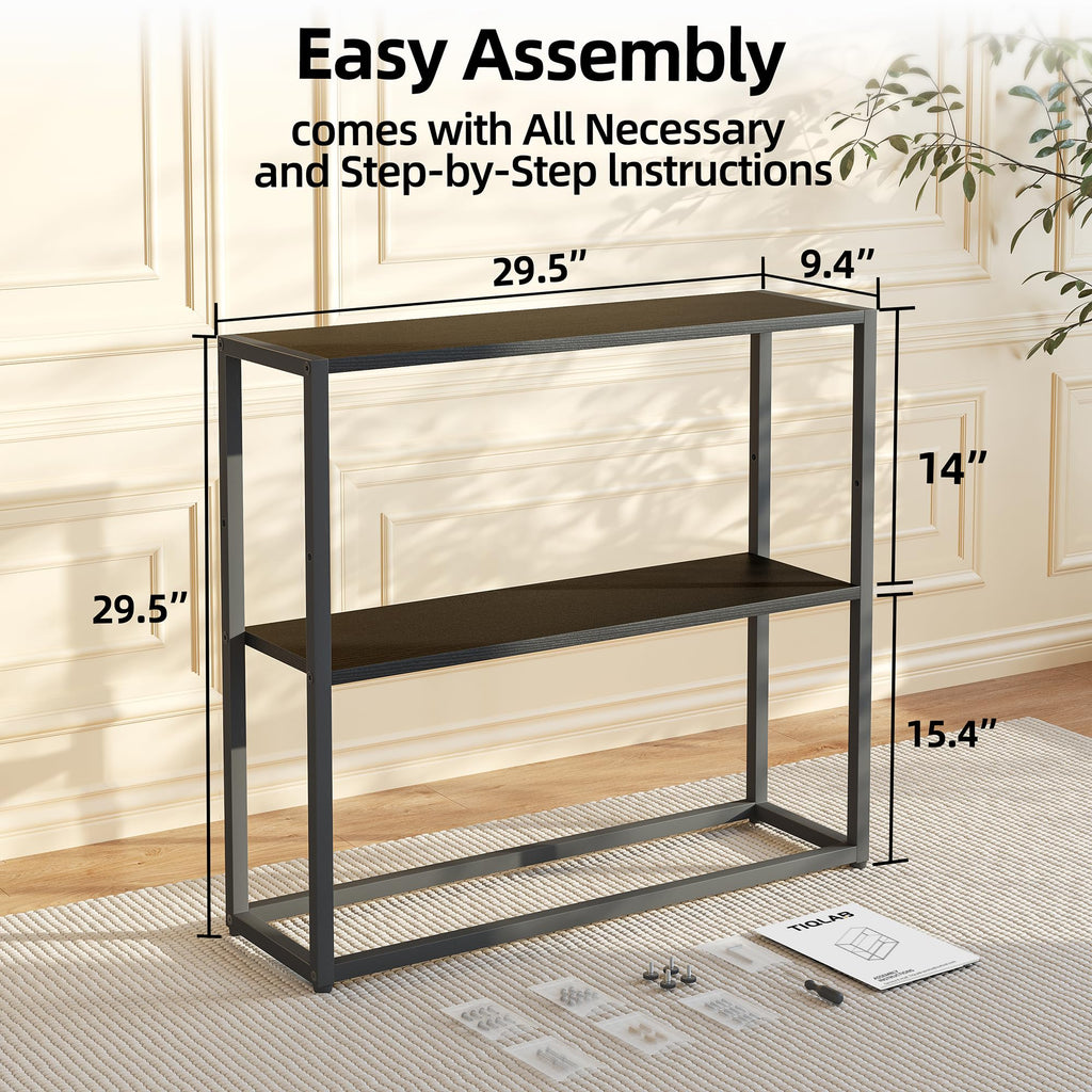 Black Narrow Console Table with Shelves G308101