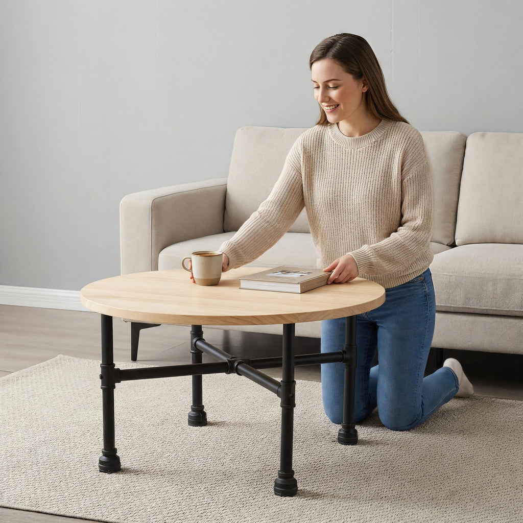 Black Industrial Pipe Table Leg Set U79356